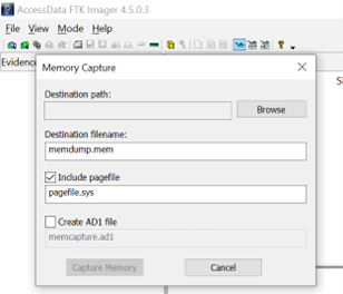 FTK Imager Memory Capture